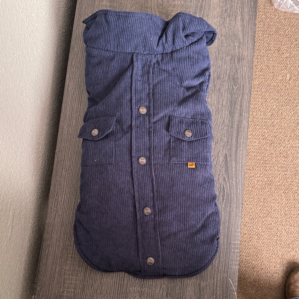 Blue Corduroy Dog Jacket Size Large 16โ-19โโ